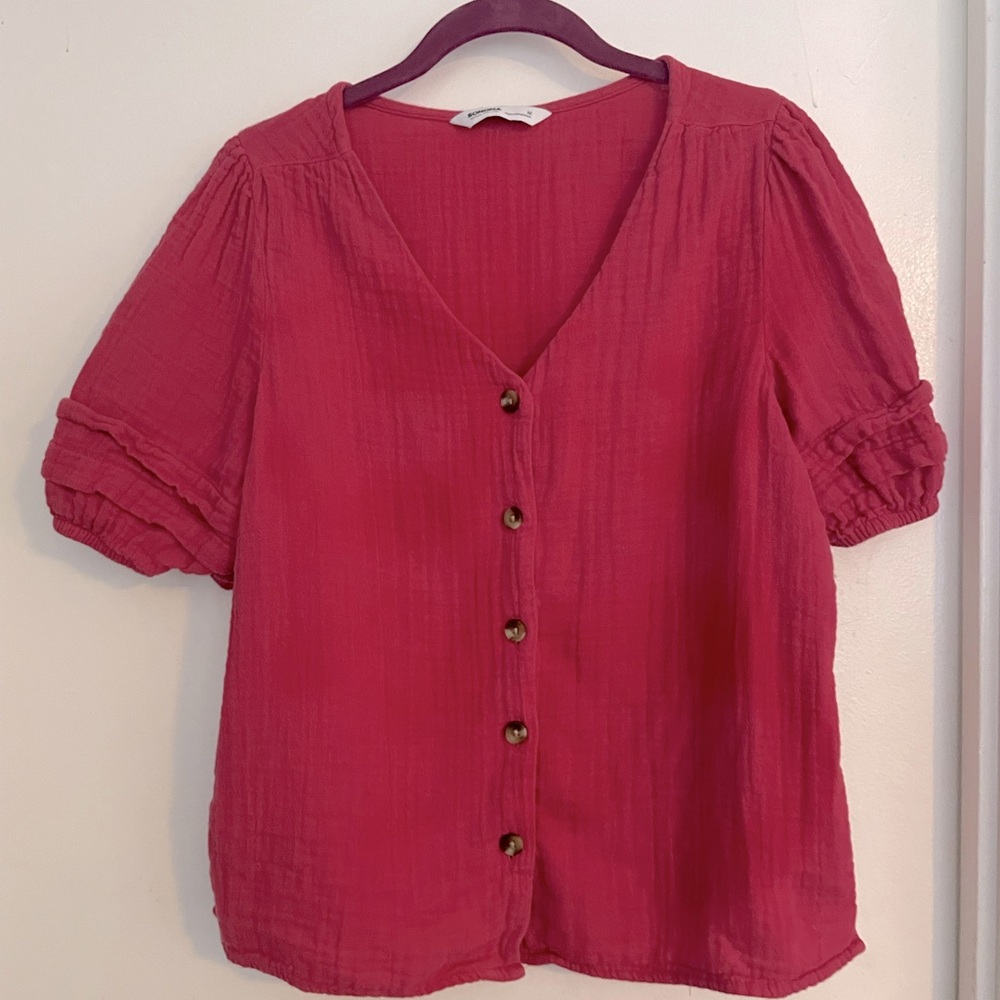 Sonoma Pink Puffy Short Sleeve Blouse